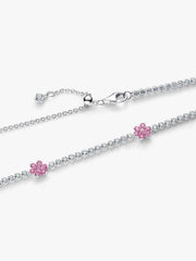Pink Flower Tennis Necklace