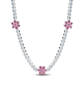 Pink Flower Tennis Necklace