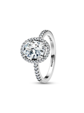 Oval Sparkling Halo Statement Ring