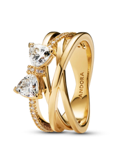 Sparkling Bow & Crossover Band Ring