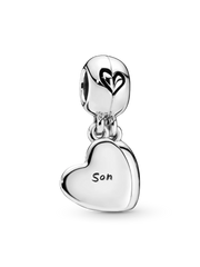 Mother & Son Heart Split Dangle Charm