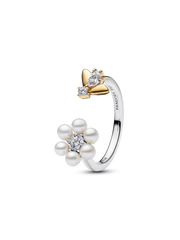 Bridgerton Bee & Treated Freshwater Cultured Pearl Flower Open Ring
