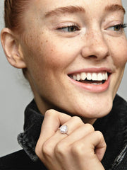 Sparkling Teardrop Halo Ring