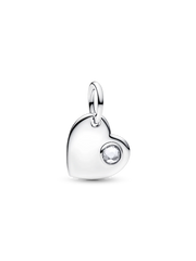 June Engravable Heart White Stone Dangle Charm