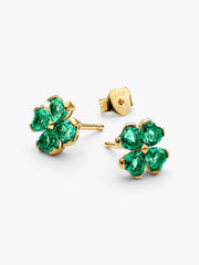 Sparkling Lucky Clover Stud Earrings