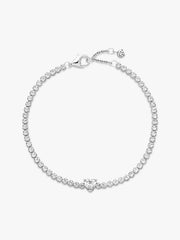 Pink Sparkling Heart Tennis Bracelet