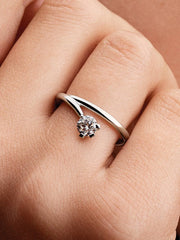 FINAL SALE - Pandora Nova 14k White Gold Lab-grown Diamond Asymmetric Ring