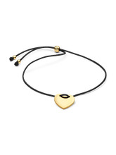Engravable Heart Black Cord Slider Bracelet