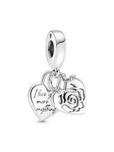 Rose Heart Padlock Dangle Charm