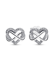 Sparkling Infinity Heart Stud Earrings