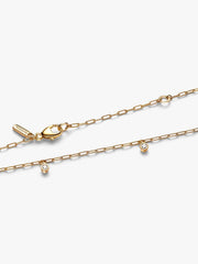 Pandora Era Bezel Lab-Grown Diamond Dangle Station Paperclip Chain Necklace