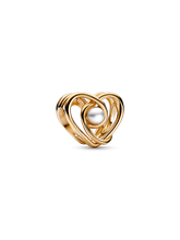 Openwork Swirling Heart & Treated Freshwater Cultured Pearl Charm