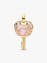 Opalescent Pink Love Key Large Dangle Charm