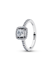 Sparkling Square Clear Halo Ring