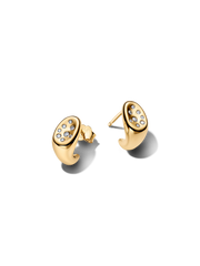 Organically Shaped Stone-Set Stud Earrings