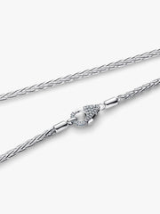 Pavé Clasp Foxtail Chain Charm Necklace