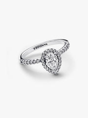 Sparkling Pear Halo Ring