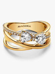 Sparkling Bow & Crossover Band Ring