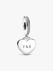 Engravable Heart Pink Stone Dangle Charm