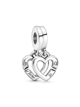 Linked Sister Hearts Split Dangle Charm