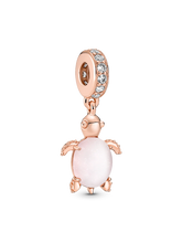 Murano Glass Pink Sea Turtle Dangle Charm