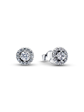 Round Pavé Halo Stud Earrings