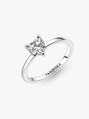 Sparkling Clear Heart Solitaire Ring