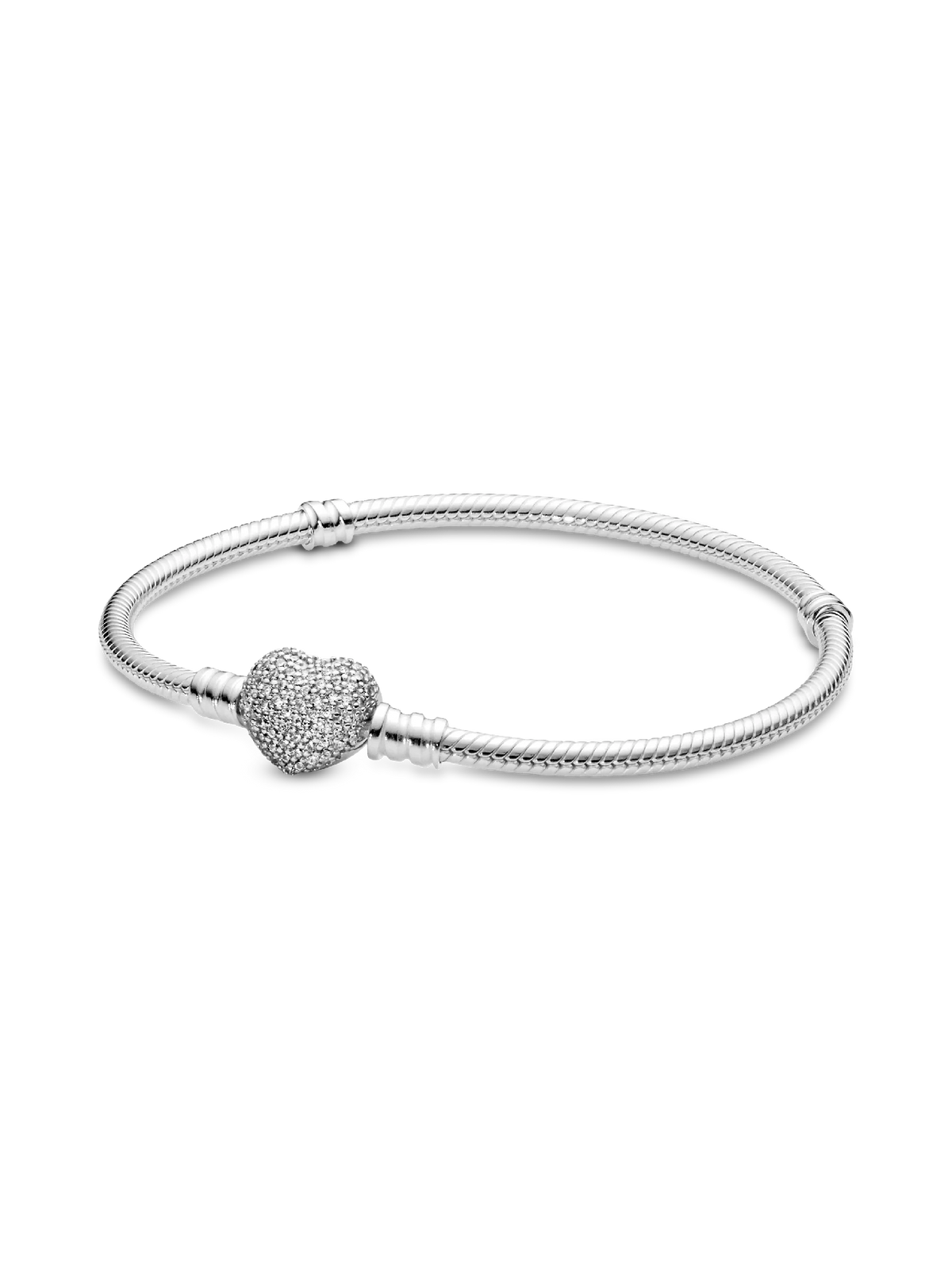 Moments Sparkling Heart & Snake Chain Bracelet
