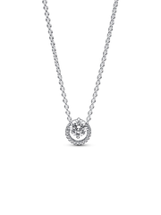 Sparkling Round Halo Pendant Collier Necklace