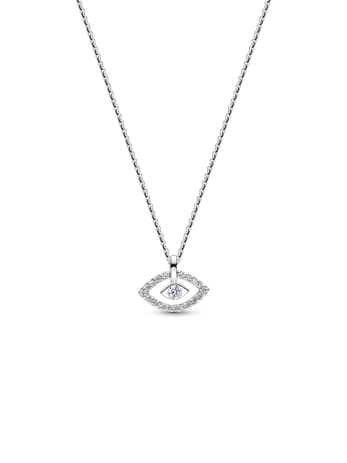 Pandora Talisman Sterling Silver Lab-Grown Diamond Evil Eye Pendant Necklace