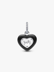 FINAL SALE - Matte Black Ceramic Heart Padlock Dangle Charm
