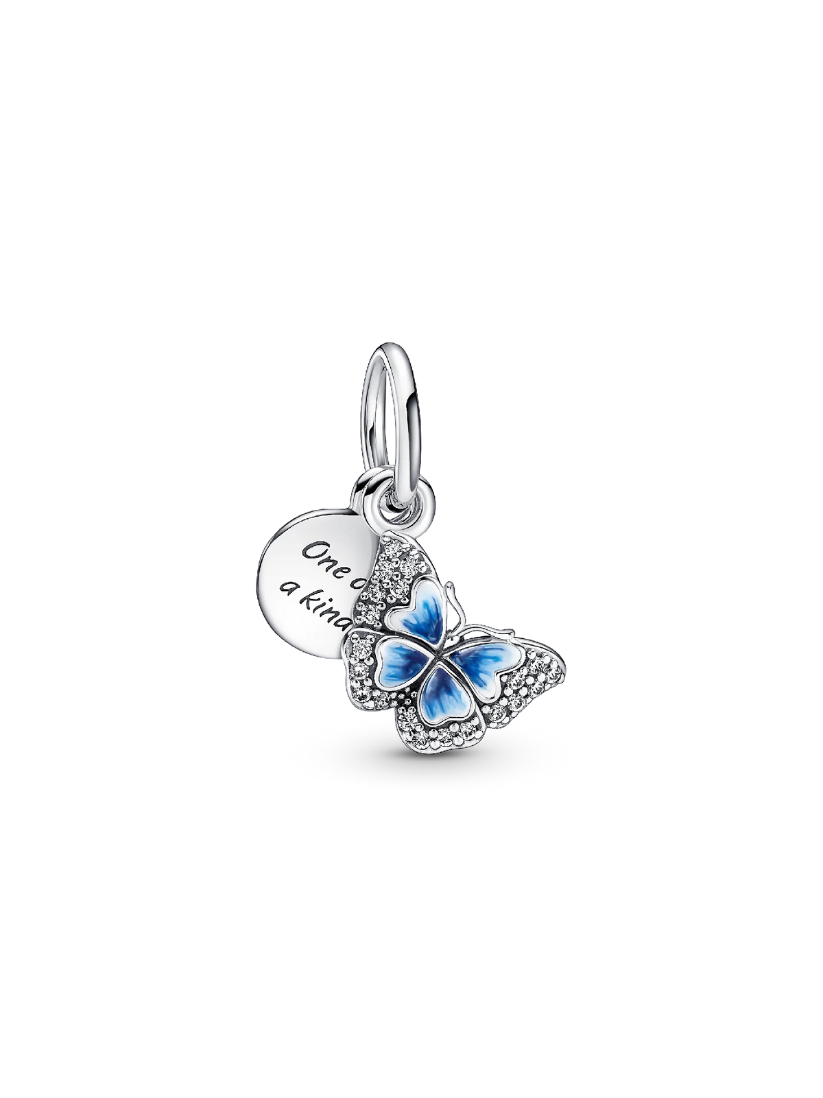 Blue Butterfly & Quote Double Dangle Charm