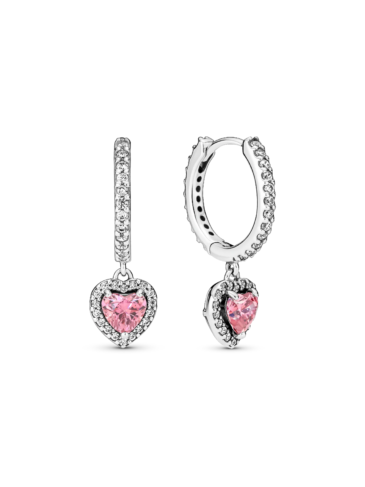 Sparkling Halo Heart Hoop Earrings