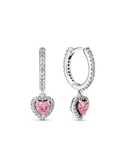 Sparkling Halo Heart Hoop Earrings
