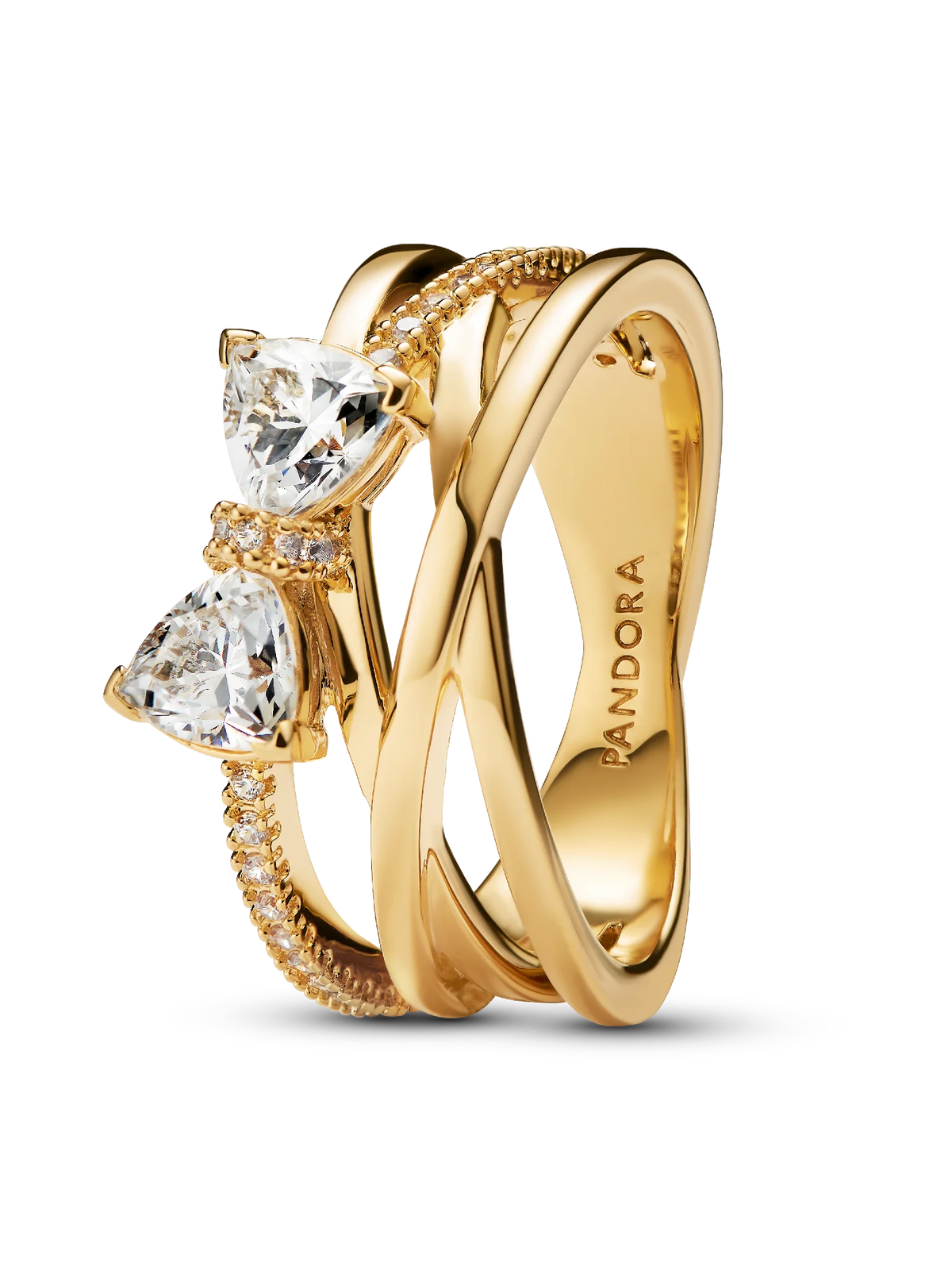 Sparkling Bow & Crossover Band Ring