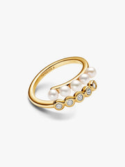 Treated Freshwater Cultured Pearls & Stones Open Ring
