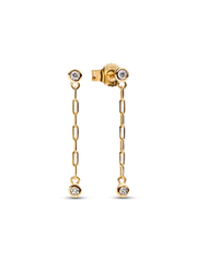 Pandora Era Bezel Lab-Grown Diamond Paperclip Chain Drop Earrings
