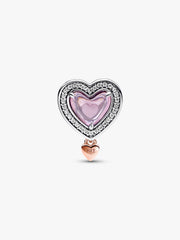 FINAL SALE - Two-tone Openwork Mom & Heart Charm