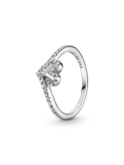 Sparkling Wishbone Heart Ring