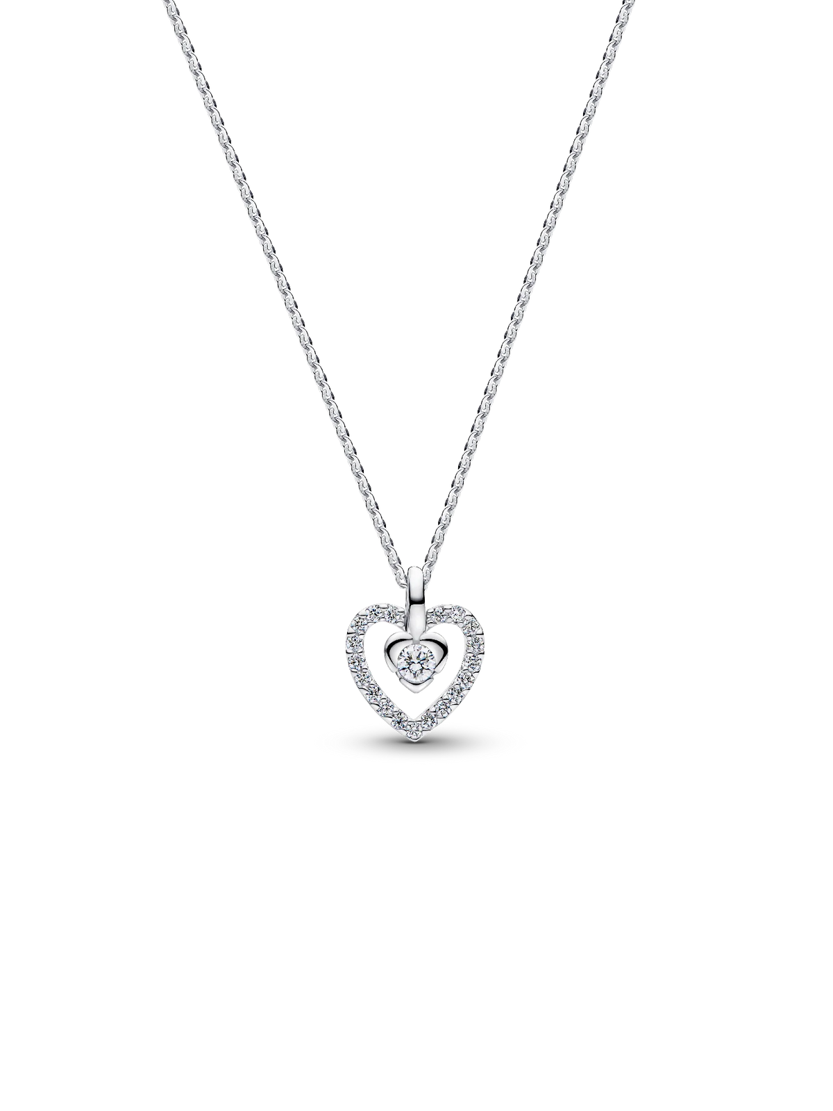 Pandora Talisman Sterling Silver Lab-Grown Diamond Heart Pendant Necklace