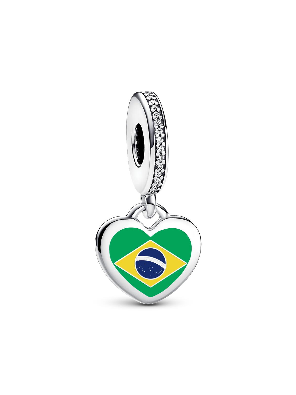 Brazil Flag Heart Charm