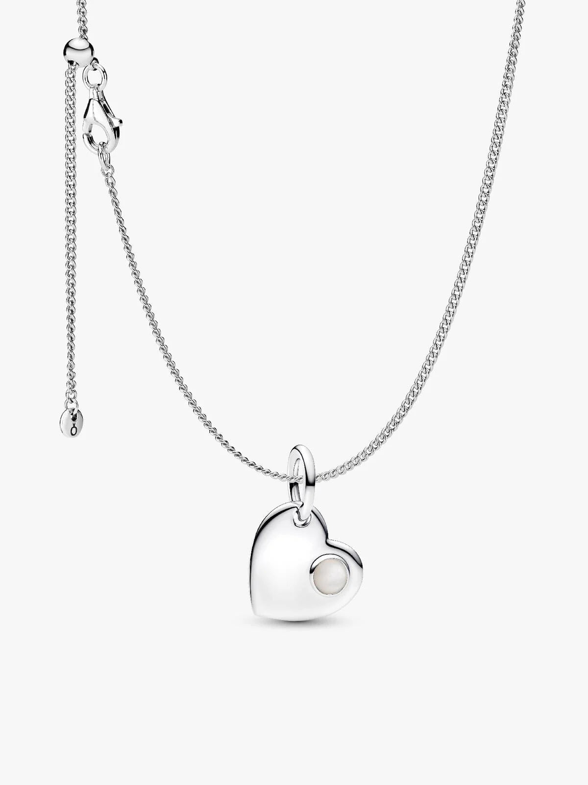 June Birthstone Heart Pendant Necklace