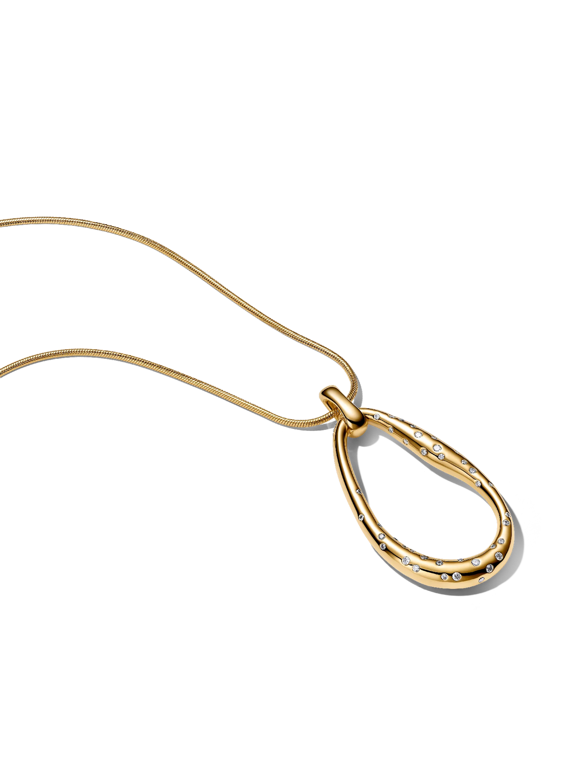 Organically Shaped Stone-Set Statement Pendant Necklace