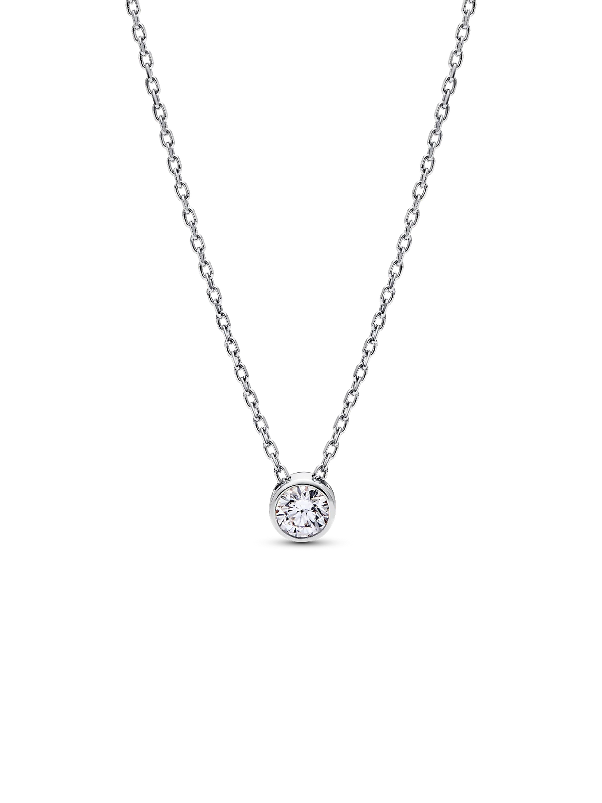 Pandora Era Bezel Sterling Silver Lab-grown Diamond Pendant Necklace