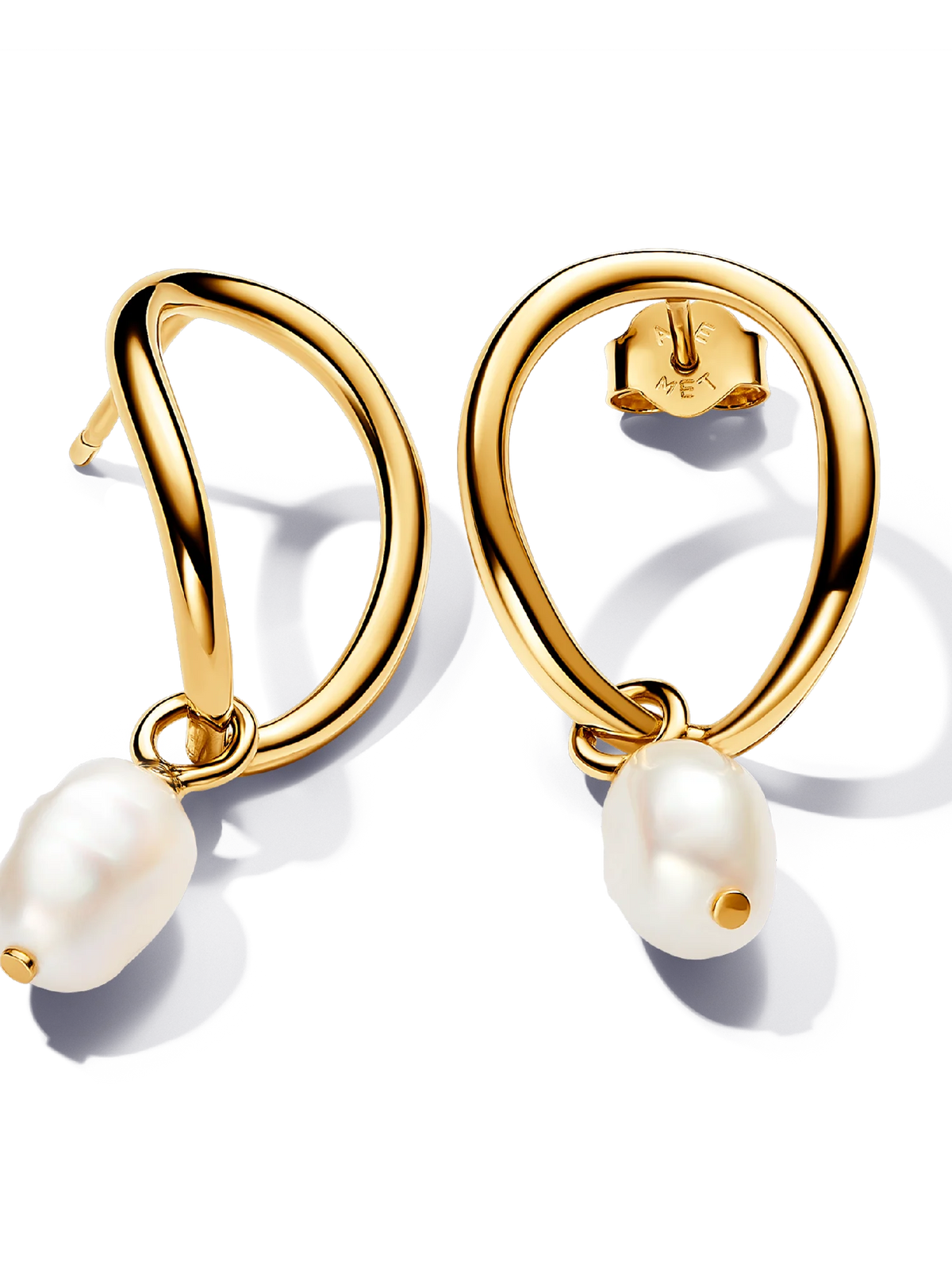 Organically Shaped Circle & Baroque Treated Freshwater Cultured Pearl Earrings