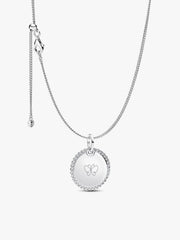 Engravable Sparkling Round Tag Pendant Necklace