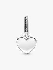 Engravable Heart Pink Stone Dangle Charm