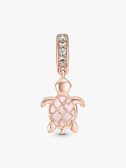 Murano Glass Pink Sea Turtle Dangle Charm