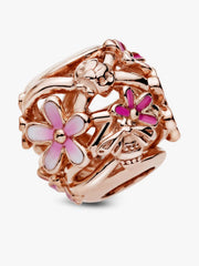 Openwork Pink Daisy Flower Charm
