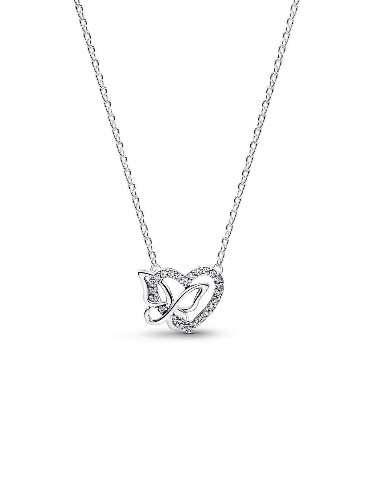 Entwined Heart & Butterfly Pendant Necklace